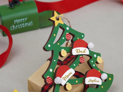 2025 Personalized Family Christmas Tree Ornament,Custom Wooden Family Christmas Ornament,Engraved Christmas Ornament,Christmas Decor