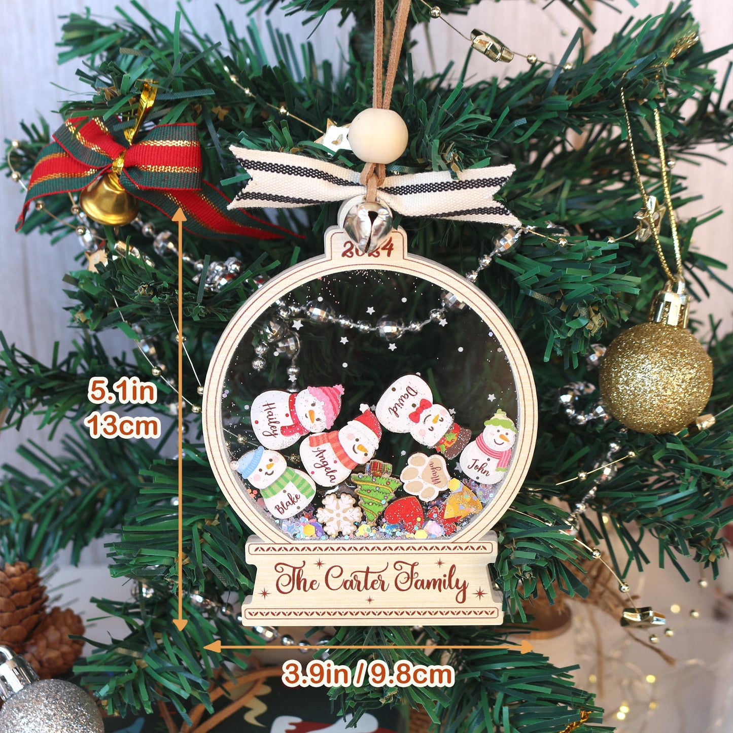 Ornement de Noël personnalisé bonhomme de neige en famille : Décoration acrylique sur mesure