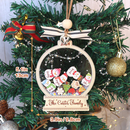 Ornement de Noël personnalisé bonhomme de neige en famille : Décoration acrylique sur mesure