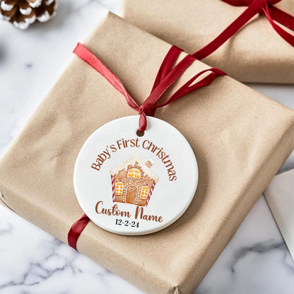 Adorno personalizado de Primera Navidad del Bebé, Nombre y Fecha Personalizados, Decoración de Cerámica con Muñeco de Nieve, Recuerdo de Festividad, Regalo Familiar, Regalo para Compañero de Trabajo,