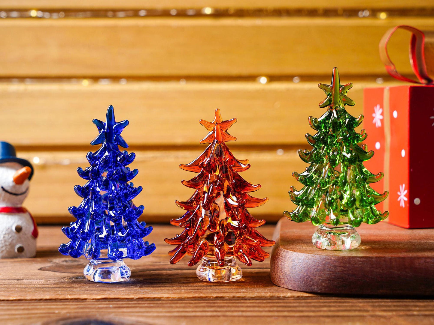 Adorno Navideño de Árbol de Navidad de Vidrio Teñido Hecho a Mano, Decoración de Fiestas