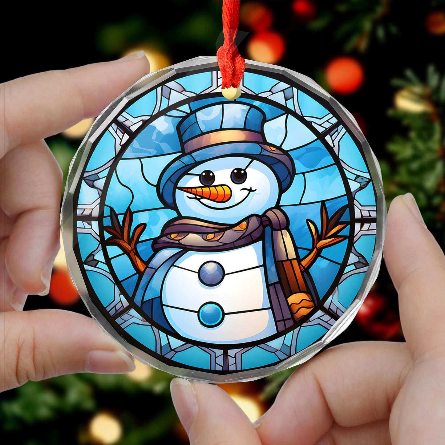 Snowman Christmas Ornament | Frosty Christmas Tree Decoration | Acrylic, Glass & Ceramic Holiday Ornament Gift Christmas Keepsake