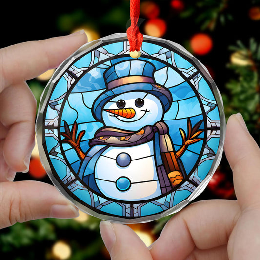 Snowman Christmas Ornament | Frosty Christmas Tree Decoration | Acrylic, Glass & Ceramic Holiday Ornament Gift Christmas Keepsake