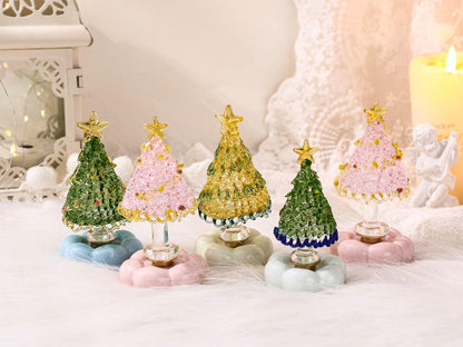 Sapin de Noël miniature en vitrail fait main, Décoration de table de Noël