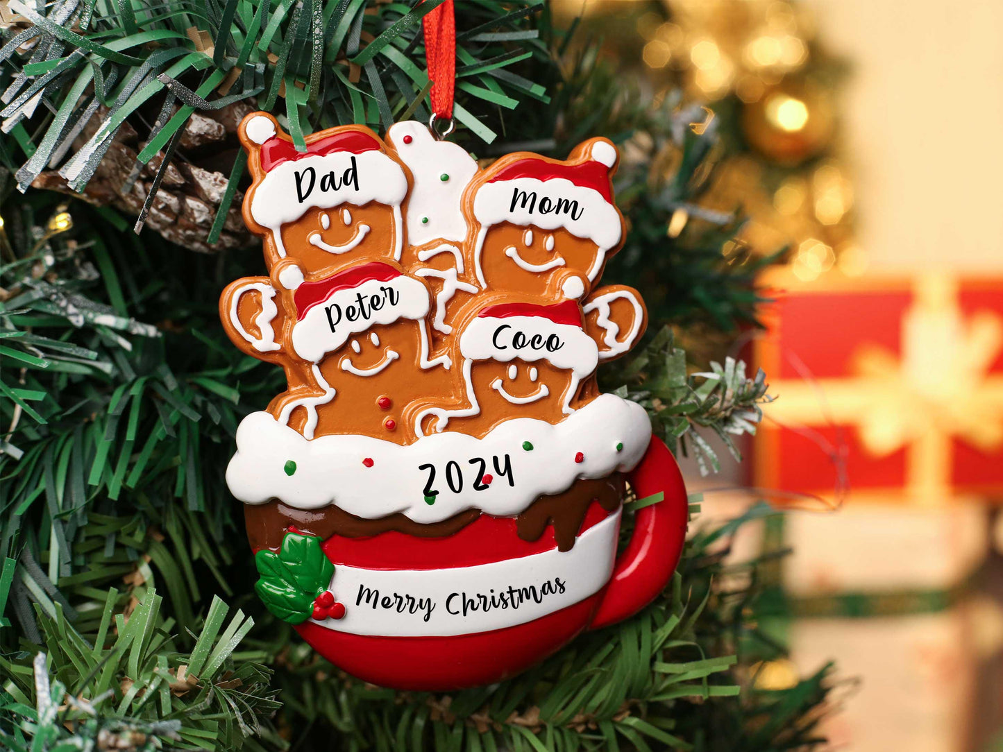 Personalized Resin Family Ornament, Gingerbread Christmas Family Ornament, Gingerbread Family of 2,3,4,5,6 Ornament 2025, Christmas Decor