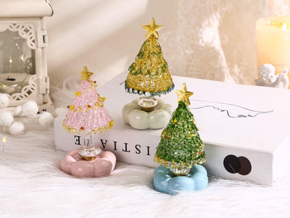 Sapin de Noël miniature en vitrail fait main, Décoration de table de Noël