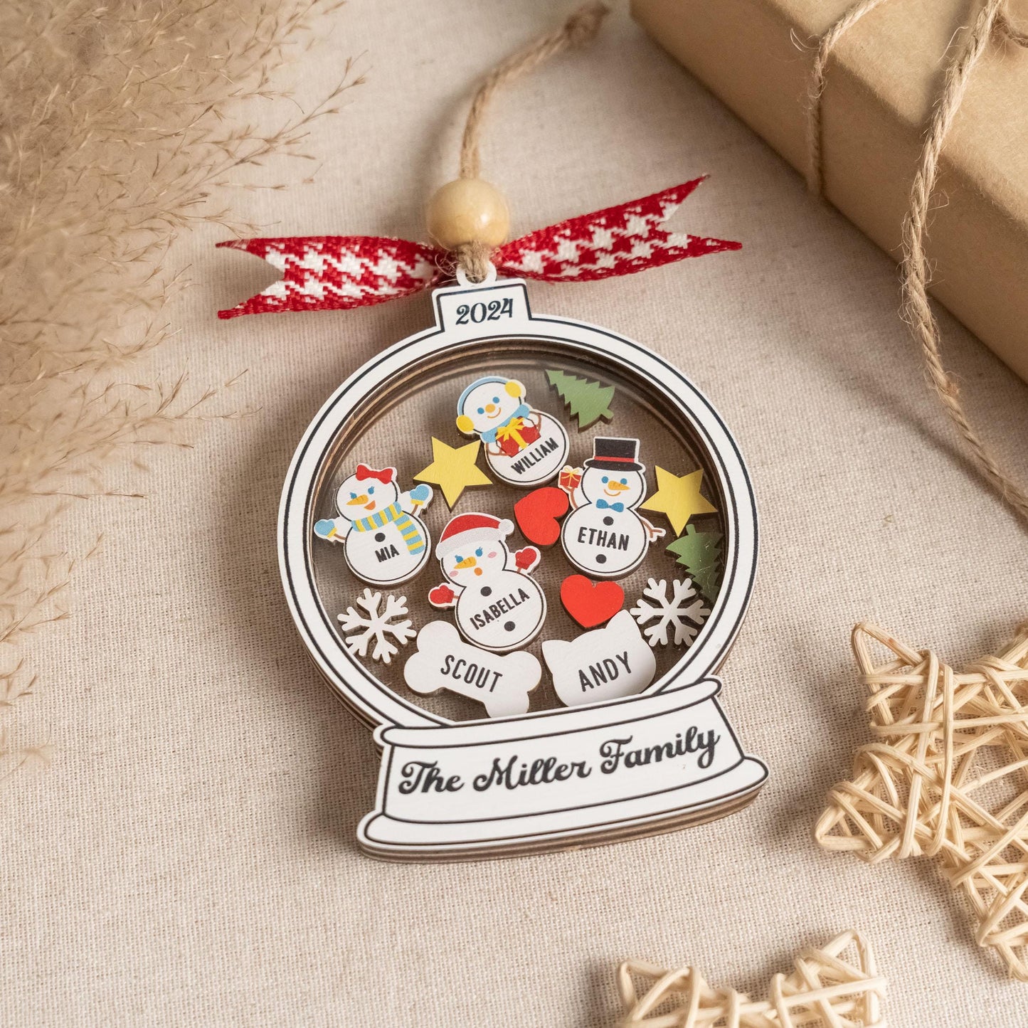 Personalized Shaker Family Ornament For Holiday Christmas Tree Decor R75