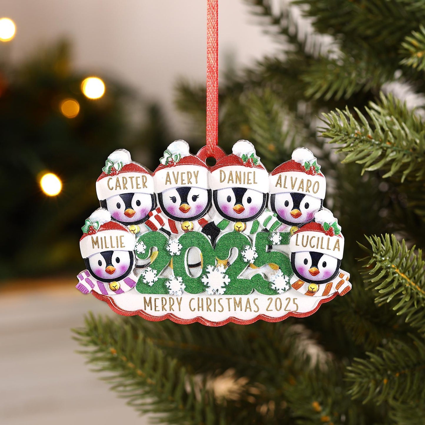 Custom Christmas Tree Ornament 2025, Personalized Family Names 2-6, Resin Christmas Tree Decor, Holiday Keepsake Gift,Christmas 2025