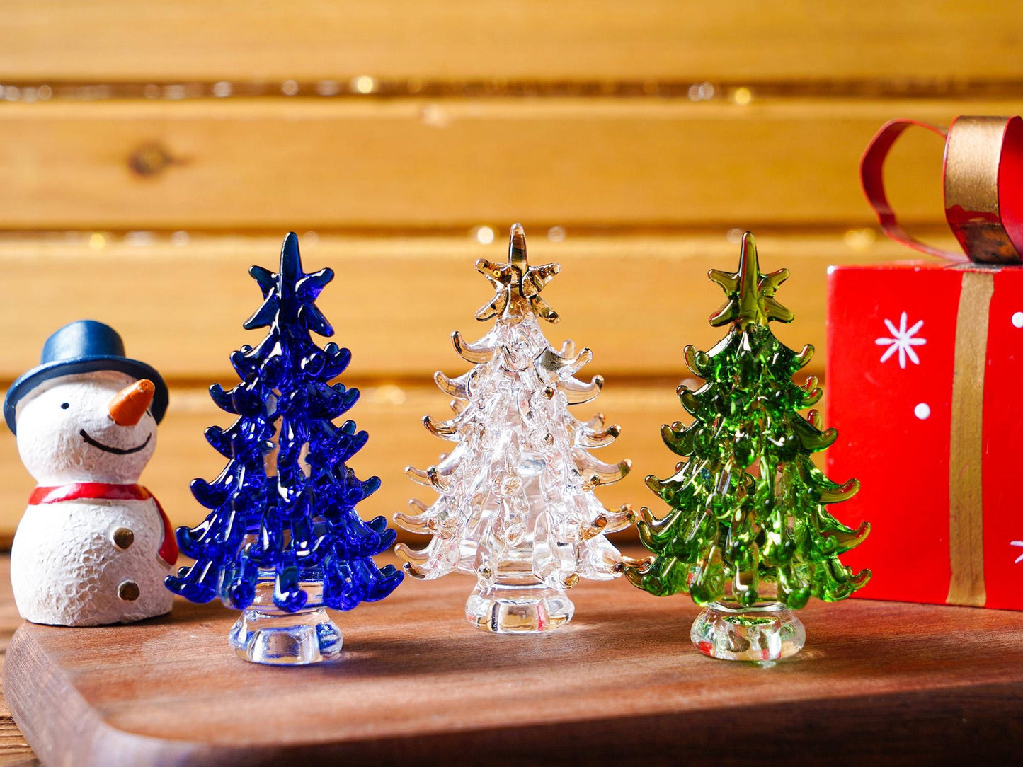 Adorno Navideño de Árbol de Navidad de Vidrio Teñido Hecho a Mano, Decoración de Fiestas