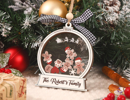 Adorno de Navidad familiar de pan de jengibre personalizado 2025: Recuerdo de galleta a medida