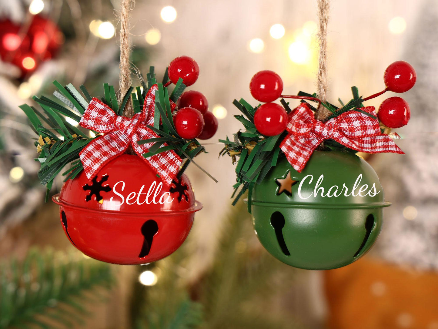 Personalized Christmas Bell Ornament, Custom Holiday Decor