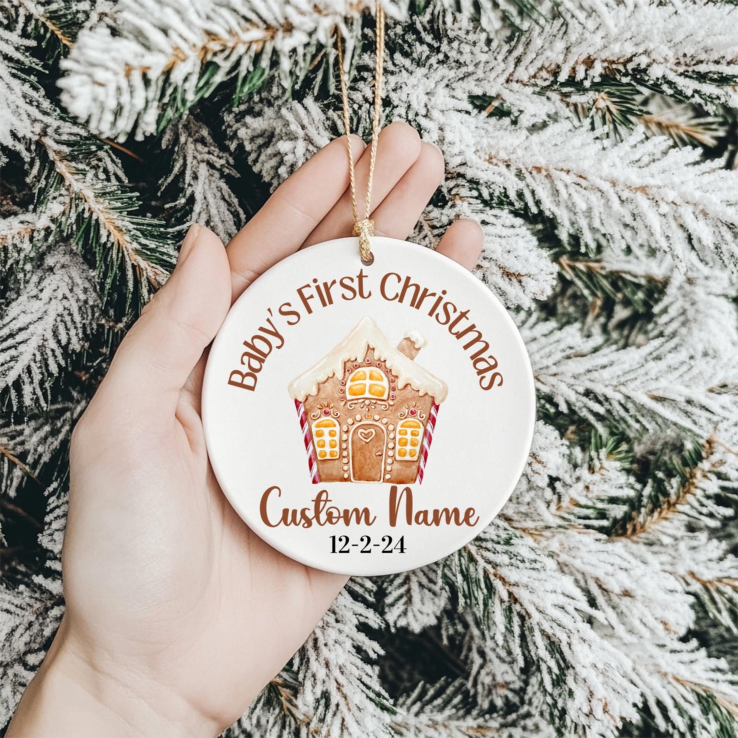 Adorno personalizado de Primera Navidad del Bebé, Nombre y Fecha Personalizados, Decoración de Cerámica con Muñeco de Nieve, Recuerdo de Festividad, Regalo Familiar, Regalo para Compañero de Trabajo,