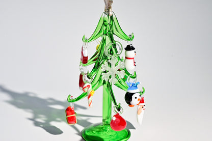 Árbol de Navidad artesanal de vidriera, minidecoración navideña