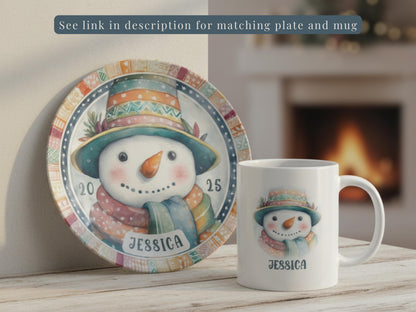 Personalized Snowman Ornament 2025 | Custom Name Christmas Decoration | Ceramic Keepsake Gift for Kids Family Holiday Tree