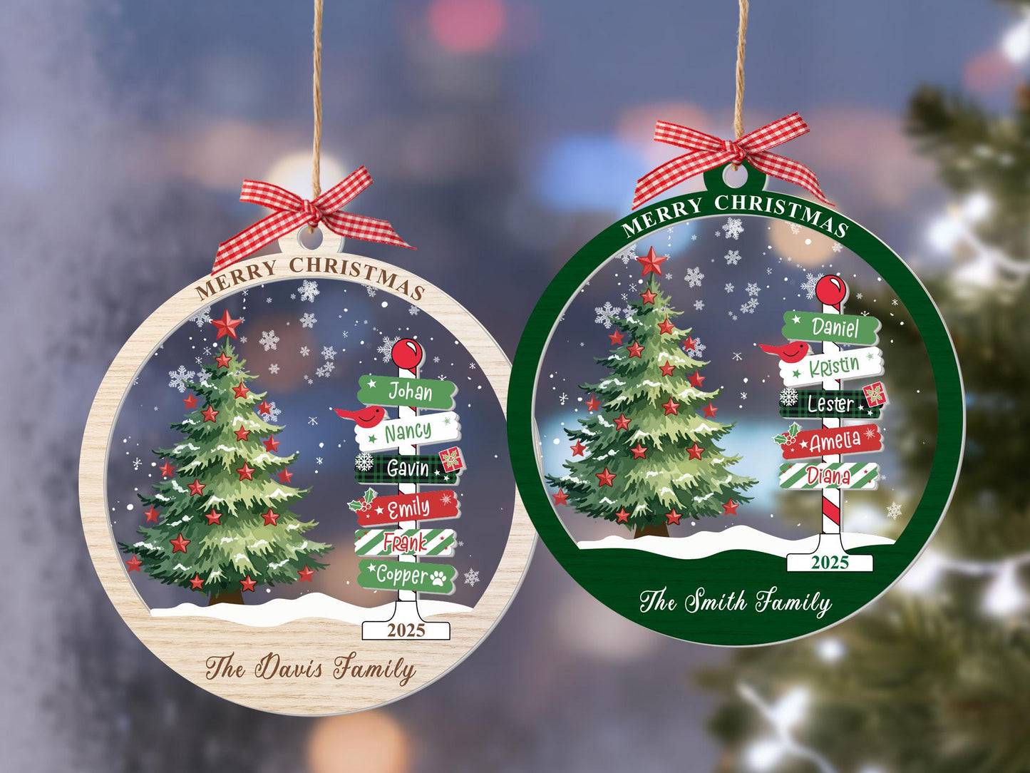 2025 Family Christmas Ornament, Personalized Ornament with Names, Custom Christmas Tree Ornament, Holiday Keepsake, Xmas Tree Decor