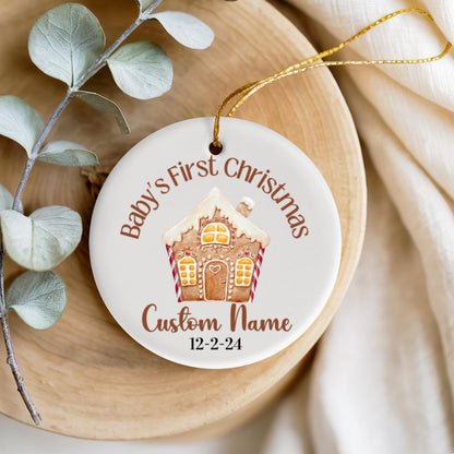 Adorno personalizado de Primera Navidad del Bebé, Nombre y Fecha Personalizados, Decoración de Cerámica con Muñeco de Nieve, Recuerdo de Festividad, Regalo Familiar, Regalo para Compañero de Trabajo,