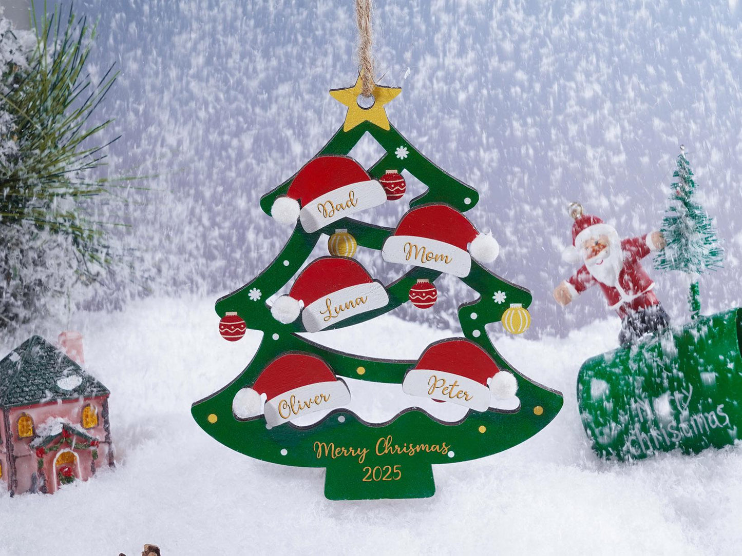2025 Personalized Family Christmas Tree Ornament,Custom Wooden Family Christmas Ornament,Engraved Christmas Ornament,Christmas Decor