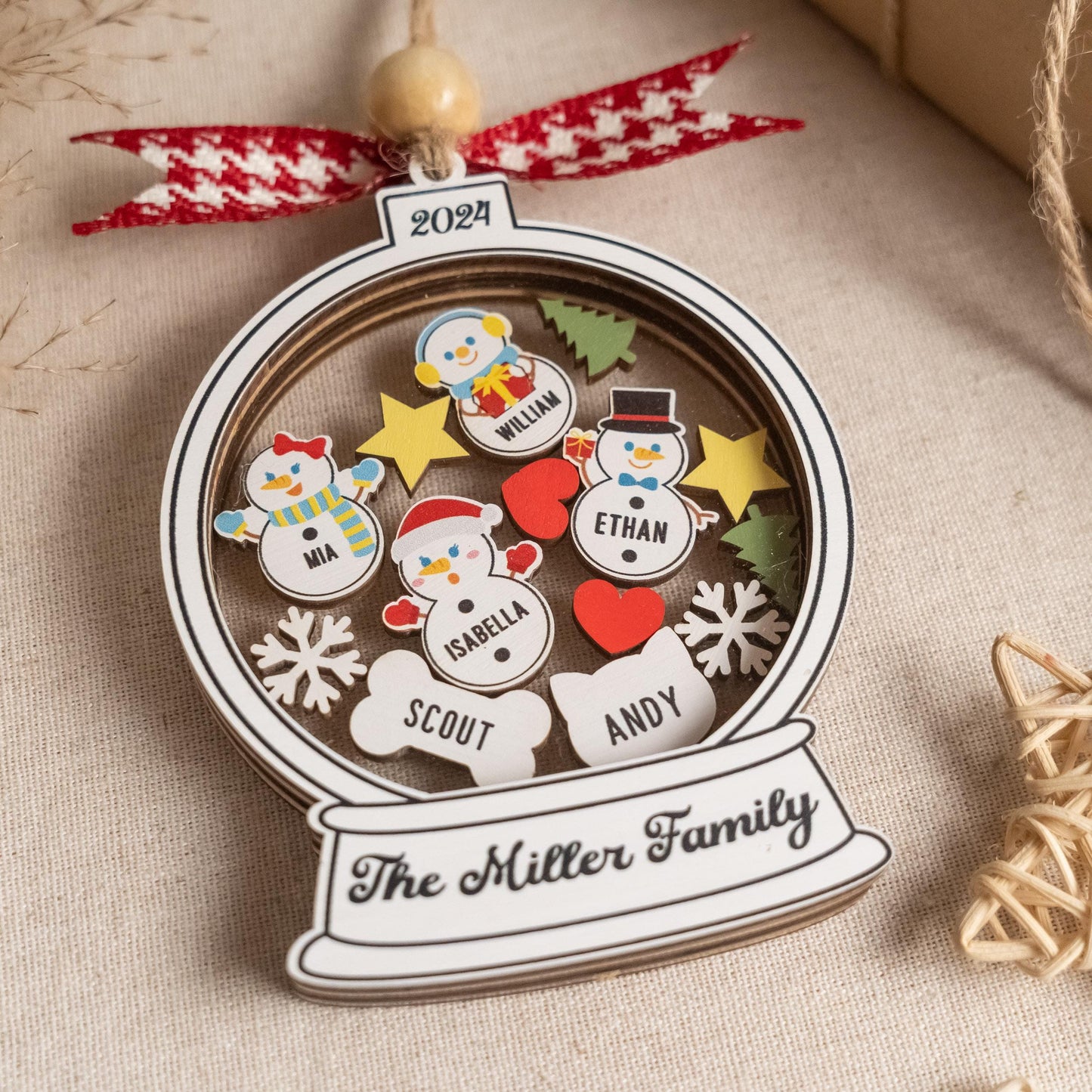 Personalized Shaker Family Ornament For Holiday Christmas Tree Decor R75