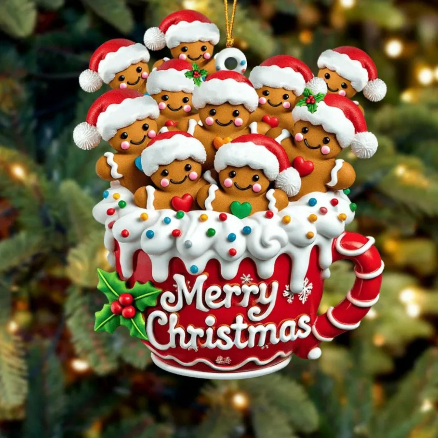 Personalized Gingerbread Family Ornament,Custom Resin Family Ornament, Custom Christmas Gift,Personalized Xmas Gift,Christmas Decor
