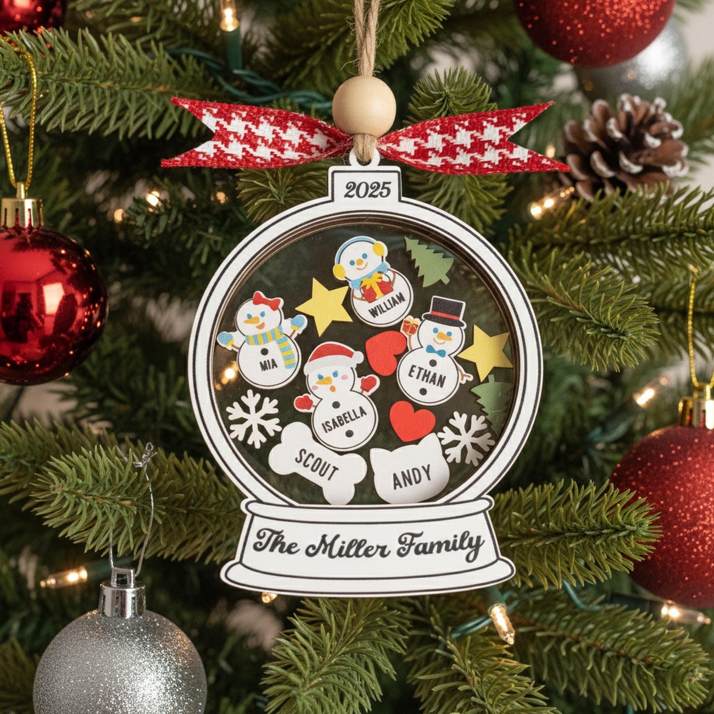 Personalized Shaker Family Ornament For Holiday Christmas Tree Decor R75