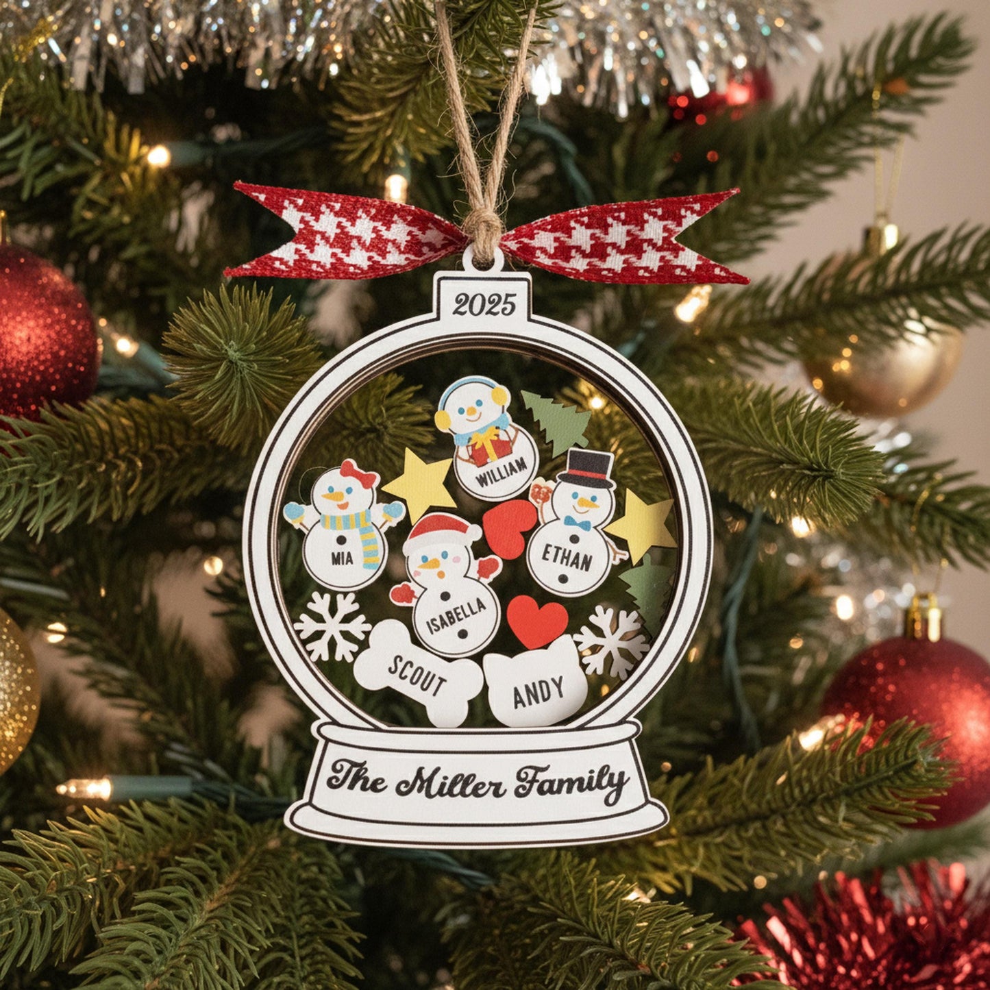 Personalized Shaker Family Ornament For Holiday Christmas Tree Decor R75