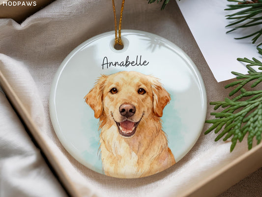 Personalized Pet Watercolor Ornament Using Pet's Photo + Name - Custom Ornament Christmas Dog Ornament Personalized Dog Ornament Custom Dog