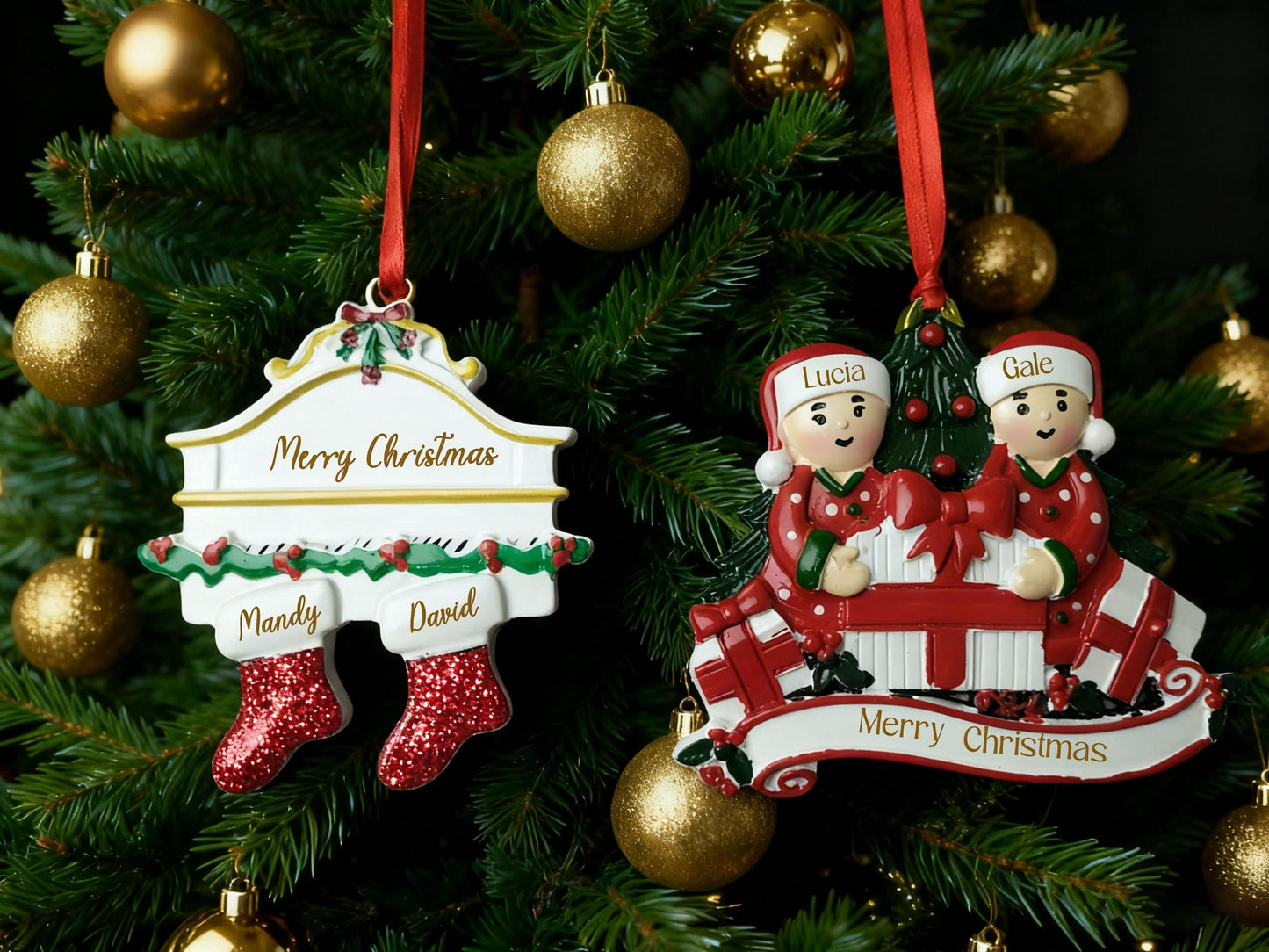 Personalized Family Christmas Ornament, Custom Resin Decoration, Xmas Tree Decor