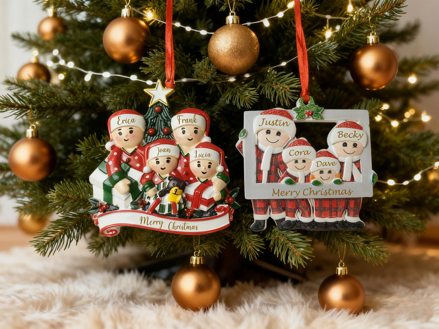 Personalized Family Christmas Ornament, Custom Resin Decoration, Xmas Tree Decor