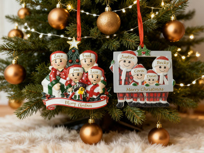 Personalized Family Christmas Ornament, Custom Resin Decoration, Xmas Tree Decor